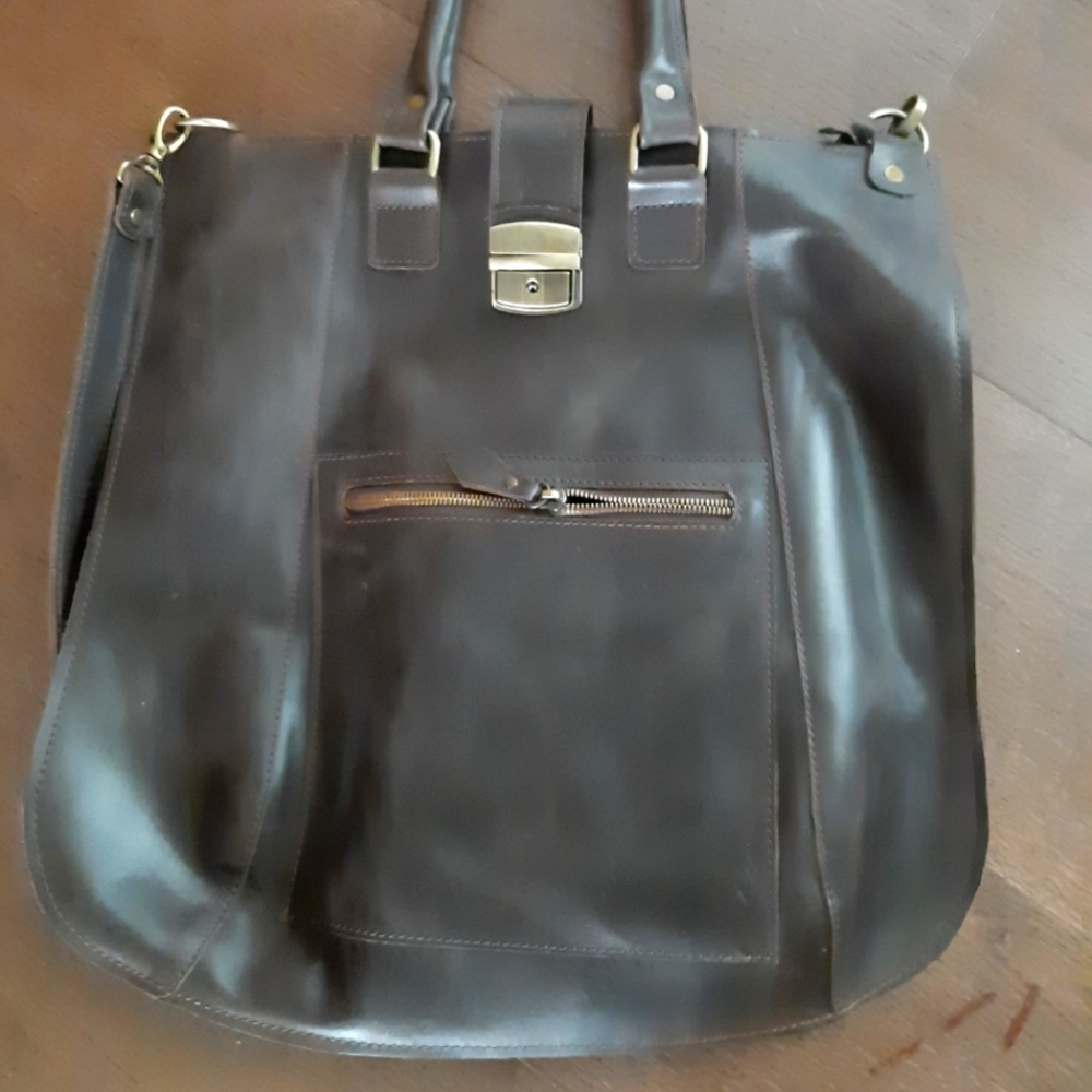 Genuine Brown leather tote bag...